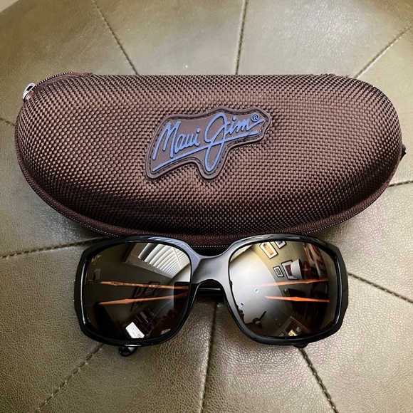 MAUI JIM BAMBOO MJ 104-16 GLOSS BLACK GOLD HCL BRONZE POLARIZED SUNGLASSES - Picture 1 of 14